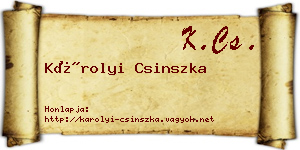 Károlyi Csinszka névjegykártya